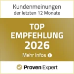 Proven Expert Top Empfehlung 2026 Award- Sebastian Bunde
